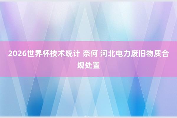 2026世界杯技术统计 奈何 河北电力废旧物质合规处置