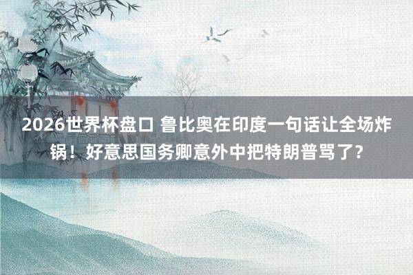 2026世界杯盘口 鲁比奥在印度一句话让全场炸锅!好意思国务卿意外中把特朗普骂了?