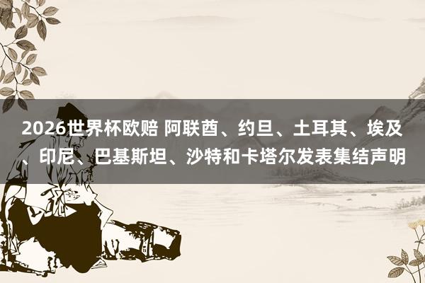 2026世界杯欧赔 阿联酋、约旦、土耳其、埃及、印尼、巴基斯坦、沙特和卡塔尔发表集结声明
