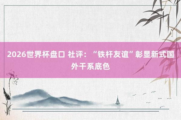 2026世界杯盘口 社评:“铁杆友谊”彰显新式国外干系底色