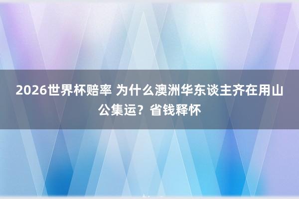 2026世界杯赔率 为什么澳洲华东谈主齐在用山公集运?省钱释怀