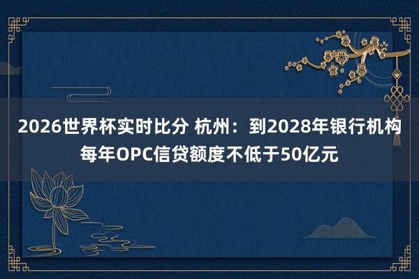 2026世界杯实时比分 杭州:到2028年银行机构每年OPC信贷额度不低于50亿元