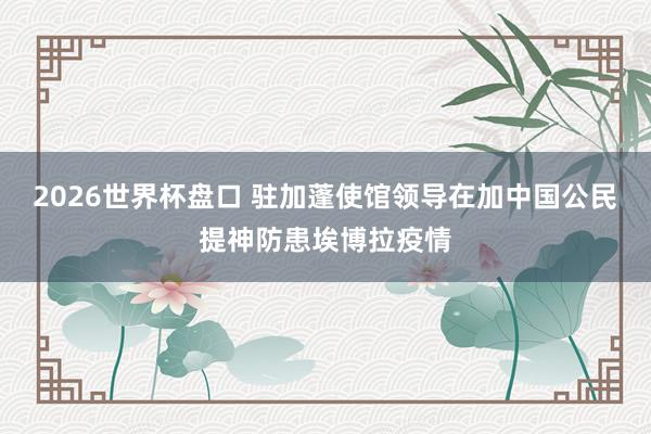2026世界杯盘口 驻加蓬使馆领导在加中国公民提神防患埃博拉疫情