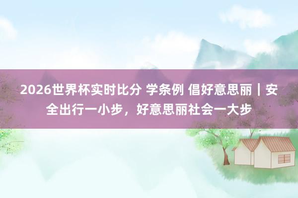 2026世界杯实时比分 学条例 倡好意思丽|安全出行一小步,好意思丽社会一大步