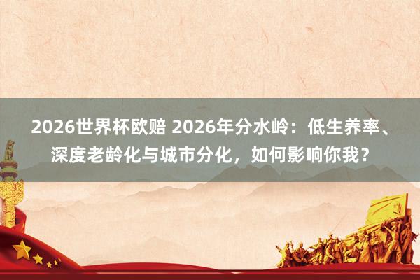 2026世界杯欧赔 2026年分水岭:低生养率、深度老龄化与城市分化,如何影响你我?