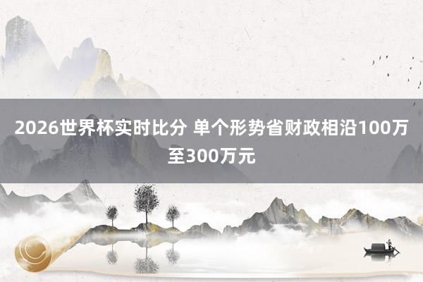 2026世界杯实时比分 单个形势省财政相沿100万至300万元