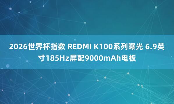 2026世界杯指数 REDMI K100系列曝光 6.9英寸185Hz屏配9000mAh电板