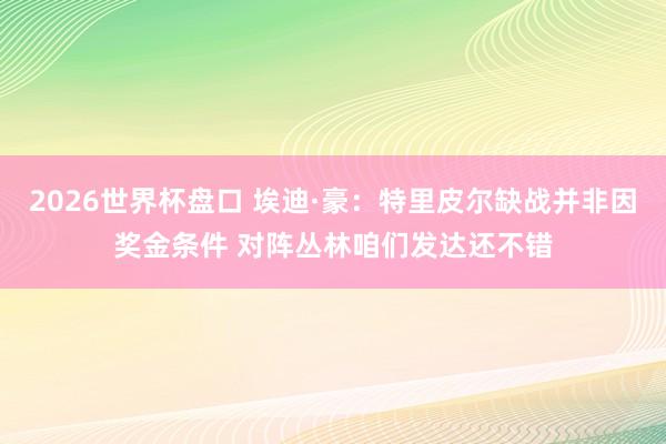 2026世界杯盘口 埃迪·豪:特里皮尔缺战并非因奖金条件 对阵丛林咱们发达还不错