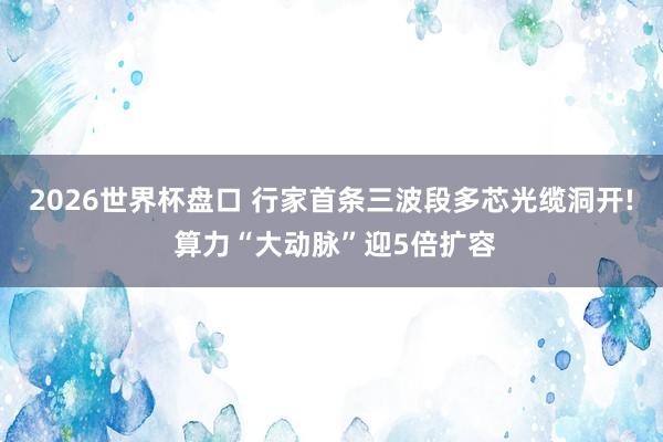 2026世界杯盘口 行家首条三波段多芯光缆洞开! 算力“大动脉”迎5倍扩容