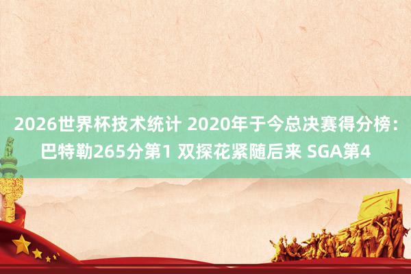 2026世界杯技术统计 2020年于今总决赛得分榜:巴特勒265分第1 双探花紧随后来 SGA第4