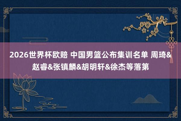 2026世界杯欧赔 中国男篮公布集训名单 周琦&赵睿&张镇麟&胡明轩&徐杰等落第