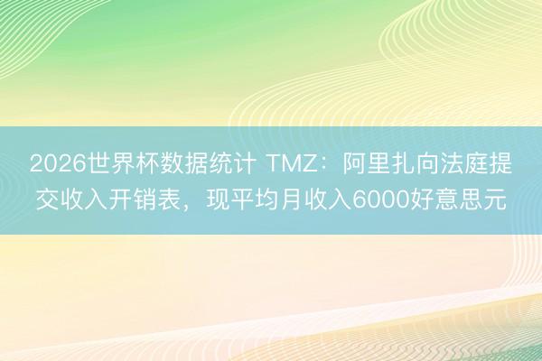 2026世界杯数据统计 TMZ:阿里扎向法庭提交收入开销表,现平均月收入6000好意思元