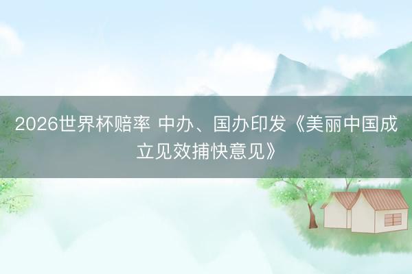 2026世界杯赔率 中办、国办印发《美丽中国成立见效捕快意见》
