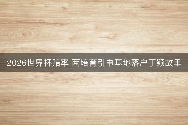 2026世界杯赔率 两培育引申基地落户丁颖故里